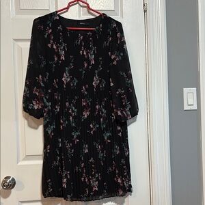 Reitmans Black Floral Long Sleeve Dress
